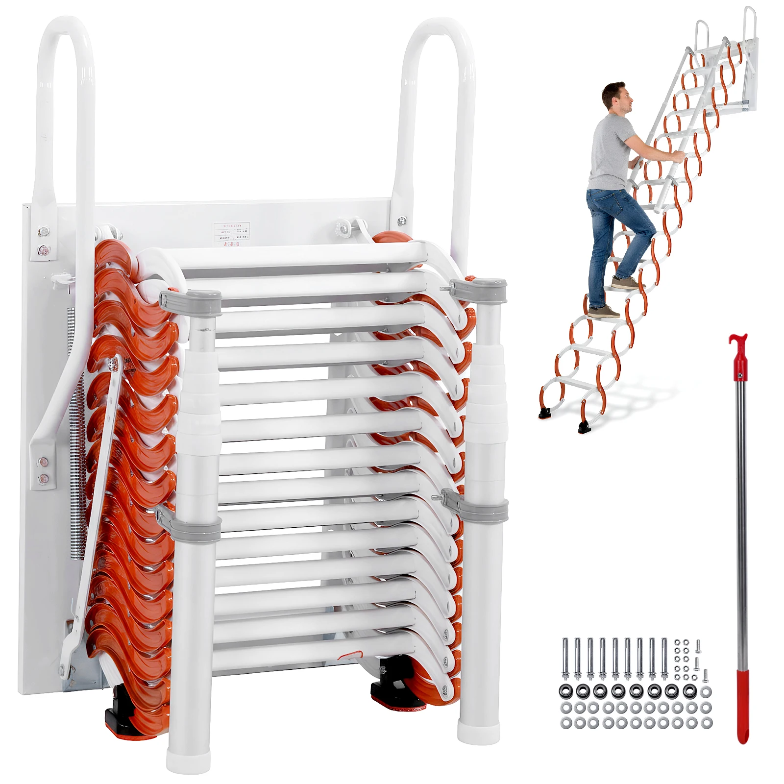 

Ceiling Mount Attic Ladder Invisible Folding Ceiling Loft Ladder Anti-Slip Feet Applicable Height 12.46in for Rooftops Basements