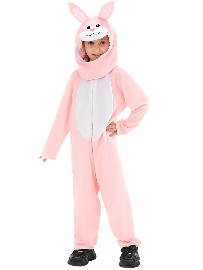 زي حيوان عيد الفصح أزياء أرنب أبيض للعب الأدوار التأثيرية لأداء مرحلة رياض الأطفال في الهالوين