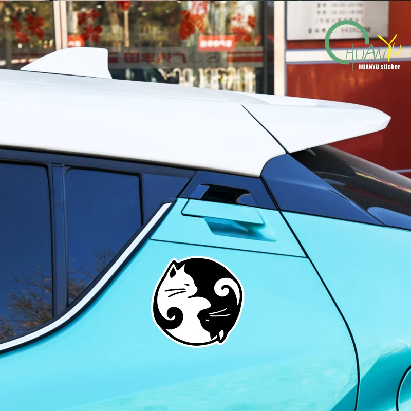 Cat Yin Yang Vinyl Decal Car Sticker Waterproof Car Decoration Body Bumper Rear Window Laptop Sticker