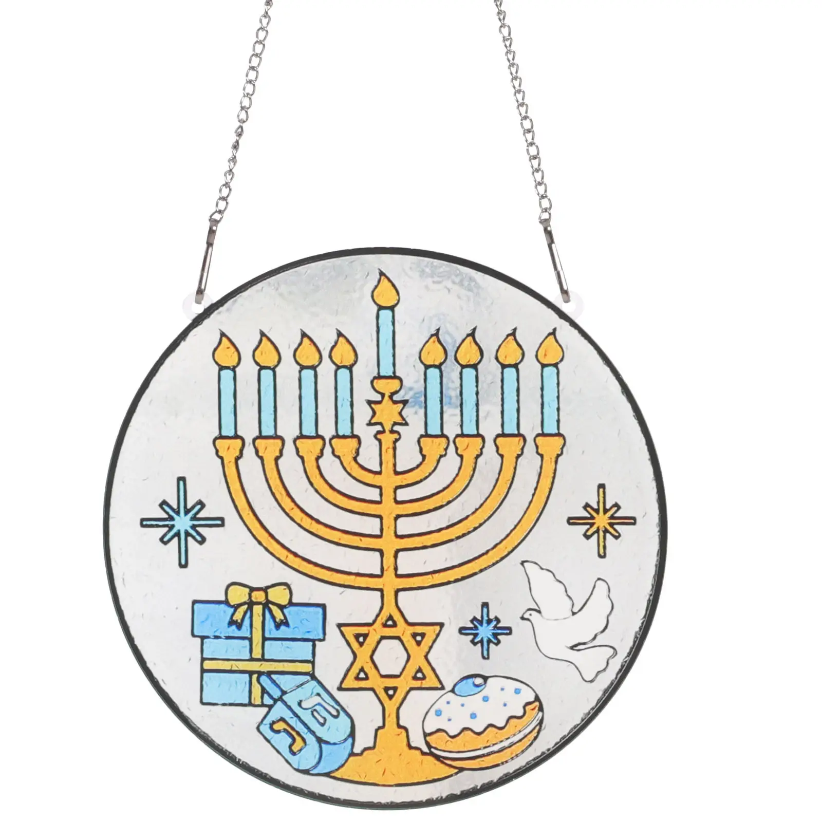 Hanukkah Suncatcher Pendant – Acrylic & Metal Window Hanging Decor for Home, Wall, Garden