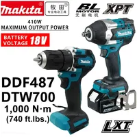 Makita DTW700 DDF487 1000N.m Cordless Impact Wrench Brushless Electric Wrench Screwdriver Large Torque Auto Repair Power Tools.