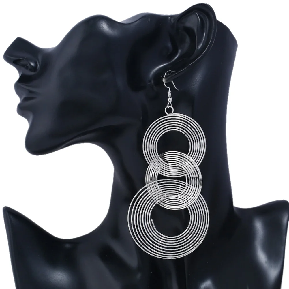 Серебряные многослойные серьги, крупные для вечеринки