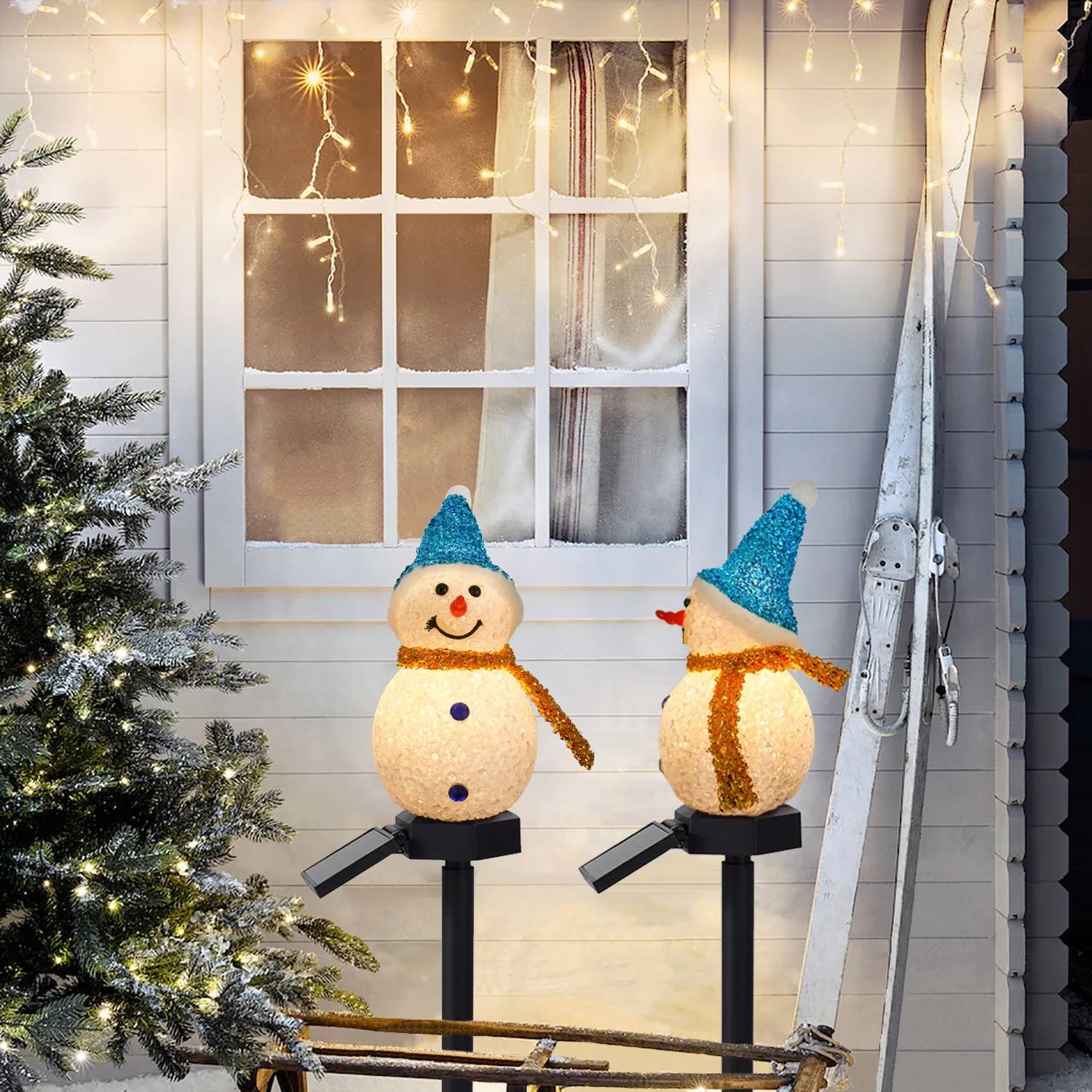 2022 Christmas New LED Solar Snowman Light Outdoor Rain Proof Landscape Decorations Lawn Garden Lamps Cartoon Series Ground Lamp