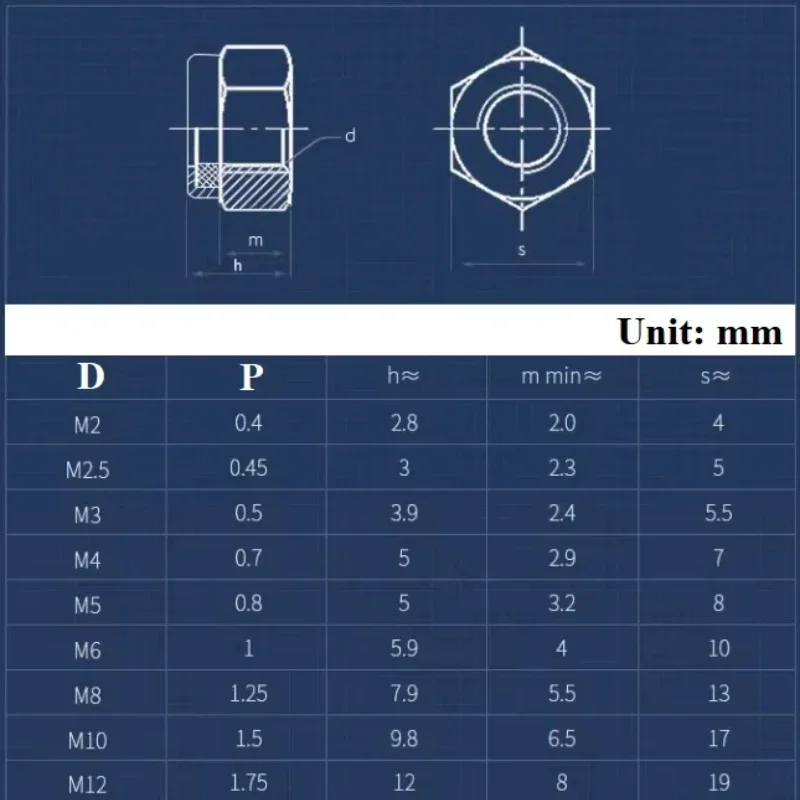 304 Stainless Steel eft-Hand Thread Anti-loosening Nut Anti-threaded Left Thread Self-locking Non-slip Nut M4 M5 M6 M8 M10 M12