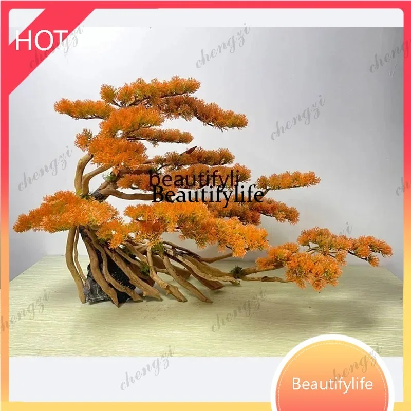 A29    Artificial Greeting Pine Living Room Entrance Bonsai Pine Tree Decoration Fish Tank Dead Wood Green Plant Landscape - view 2