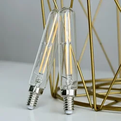 2PCS Tubular LED Bulbs T20 Vintage Long Filament Light Bulb E14 Dimmable Edison Retro Lamps For Chandelier Pendant Light