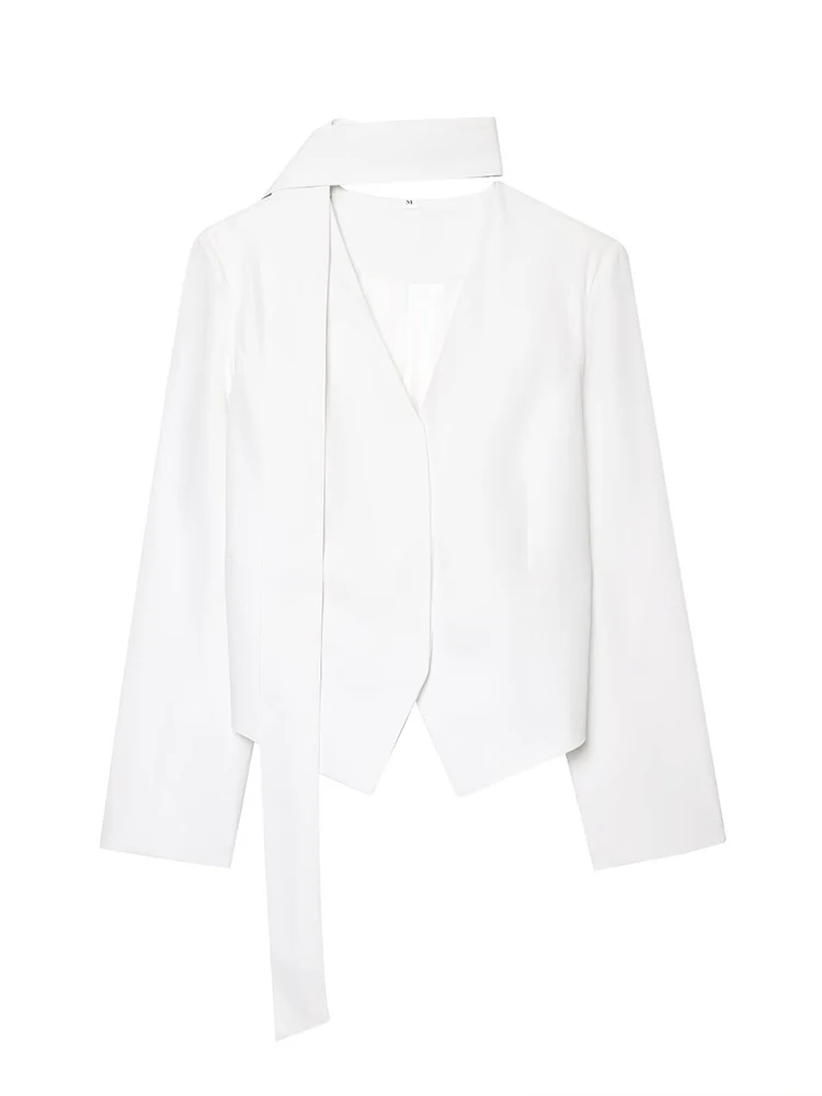 

Новая женская одежда в европейском стиле, модный и универсальный темпераментный однотонный маленький костюм с шейным поясом