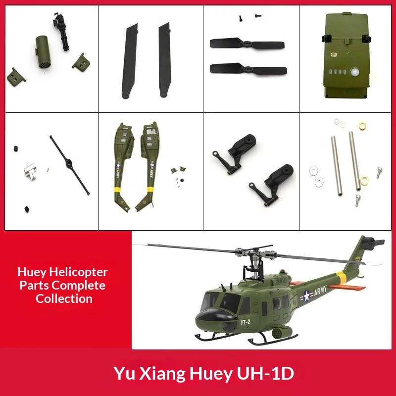 

YuXiang F07V UH-1D Huey RC Helicopter Spare Parts Battery Body Shell Main Blades Tail Rotor Gear Accessories For RC Hobbyists