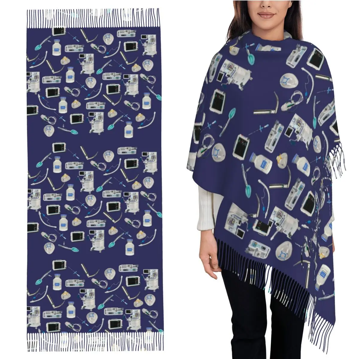 

Инструменты торговли SPACE BLUE Анестезия Анестезия Шарф Шарфы с кисточками для женщин Шали и накидки Длинная осенне-зимняя шаль