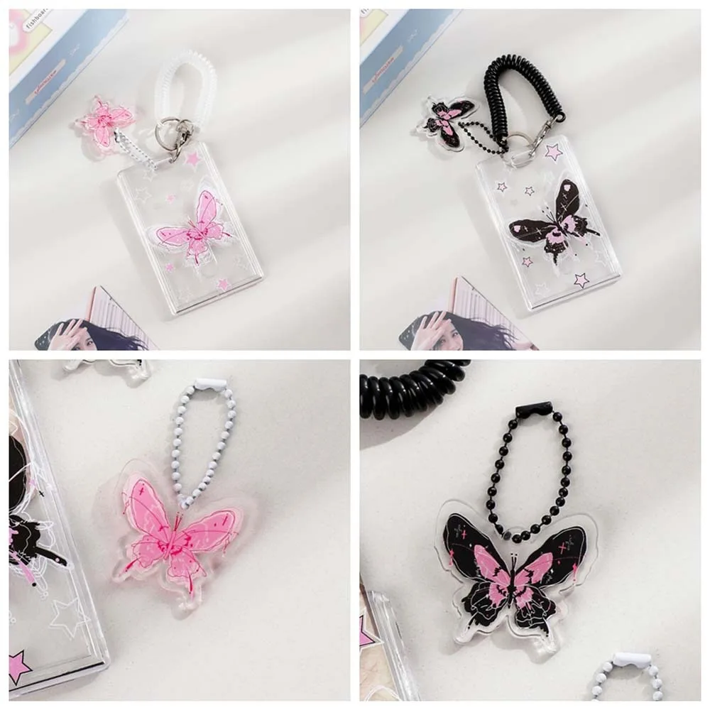 Card Sleeve Transparent Photocard Holder with Pendant ID Card Cover Transparent Card Cover Cartoon Animal Keyring