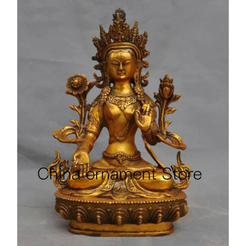 

Exquisite Vintage Antique King Kong Tibetan Bronze Copper/Gold-Plated Buddha White Tara Statue Mascot