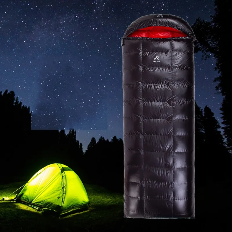 Cross-Border Outdoor Camping down-Filled Sleeping Bag Envelope Adult Camping Mountaineering Equipment Portable White Goose down