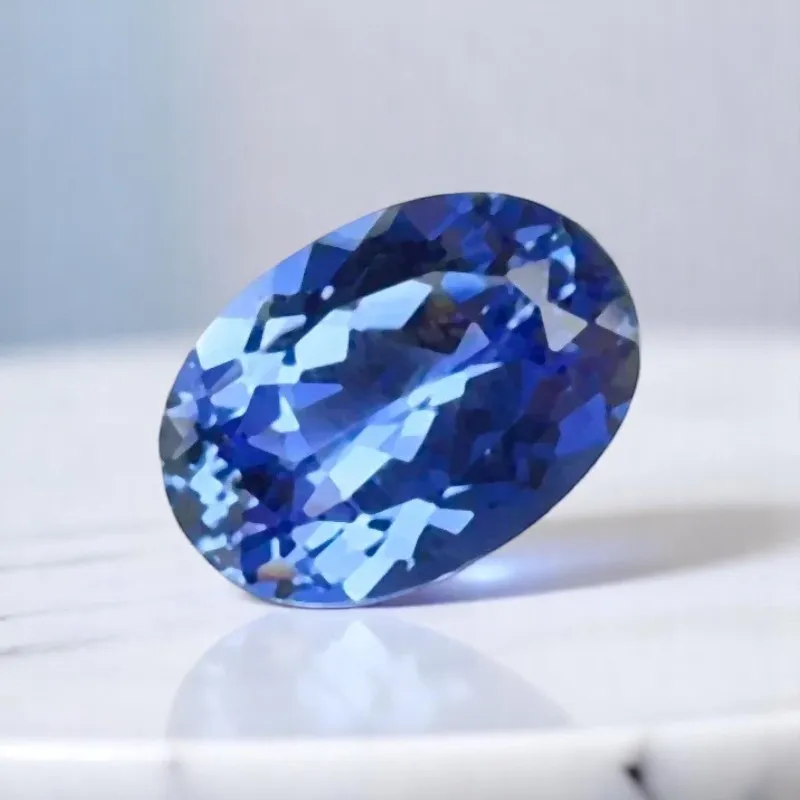 ジュエリー作り用の宝石,実験室で栽培,サファイア,コーンフラワー,ロイヤルブルー,楕円形カット,10x14mm, 8カラット,vvs1,agl証明書