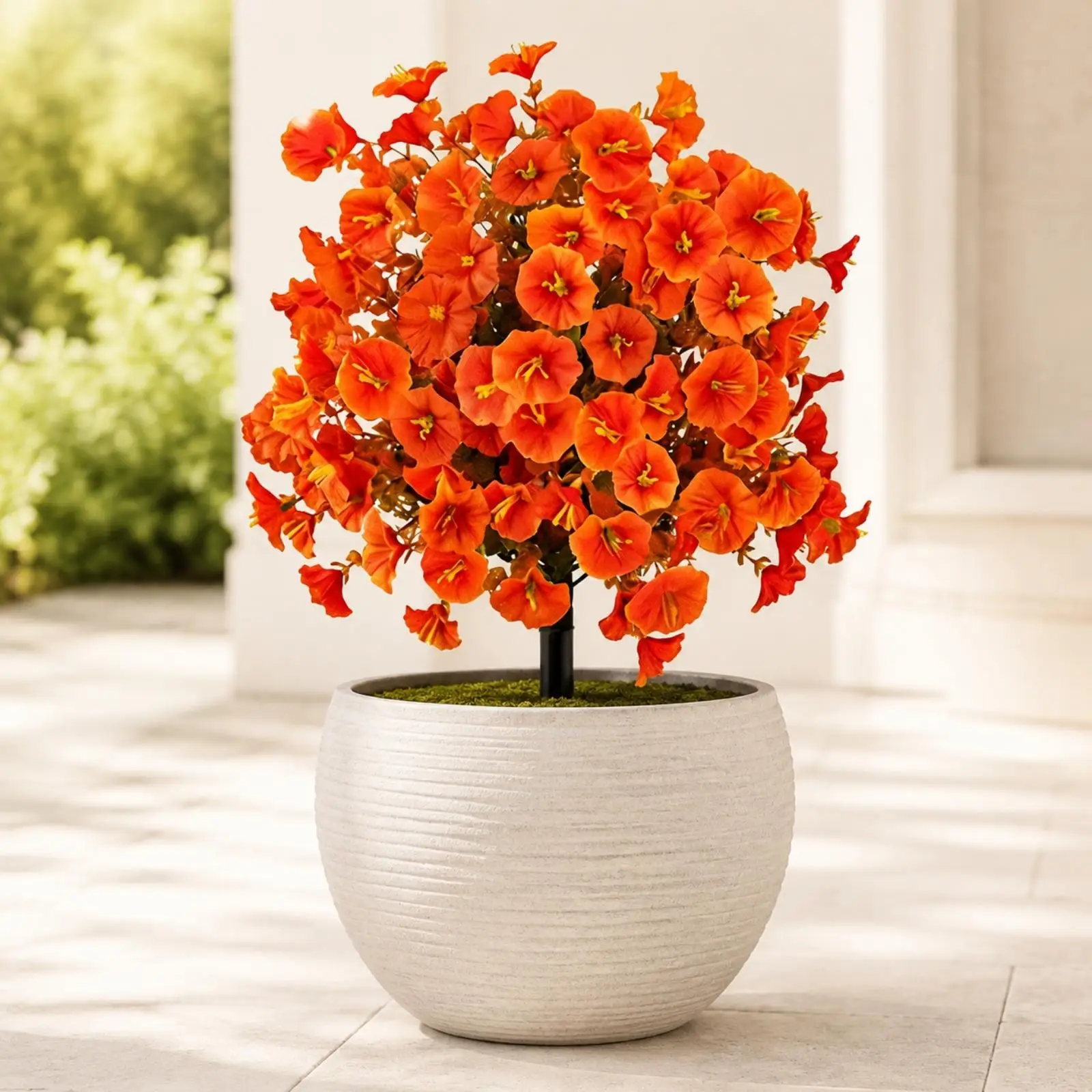 Silk Flower Garden Stake Easy Installation Artificial Eucalyptus and Morning-Glory Garden Stake Fake Plants Wire-Supported