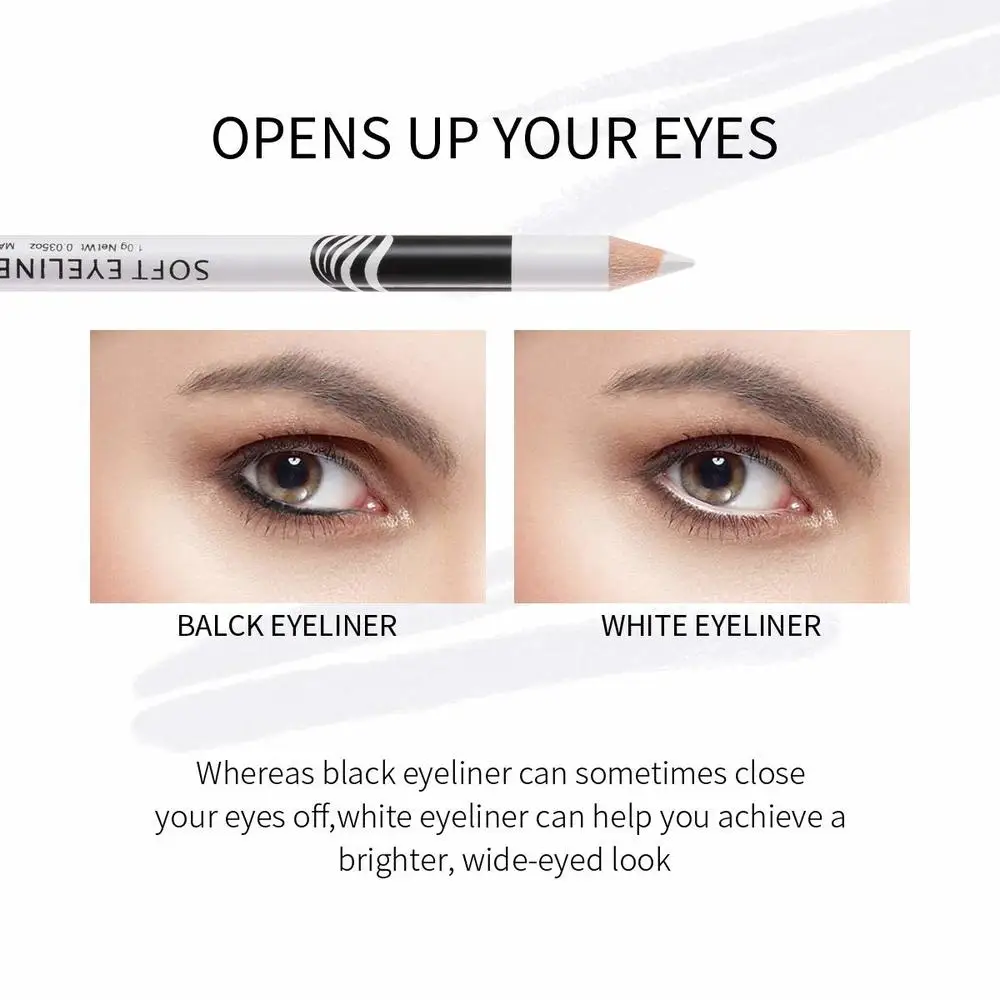 2pcs White Eyeliner Pencil Fast Drying Smooth Matte Waterproof Eyeliner Pen Long Lasting Eyelid Cosmetic Eyes Makeup Tools