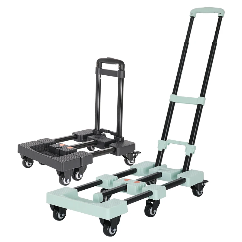 

2" TPE Directional Universal Wheels Truck Trolley Hand Cart Platform Trolleys 6 Wheels Plastic Folding Hand Truck Trolley