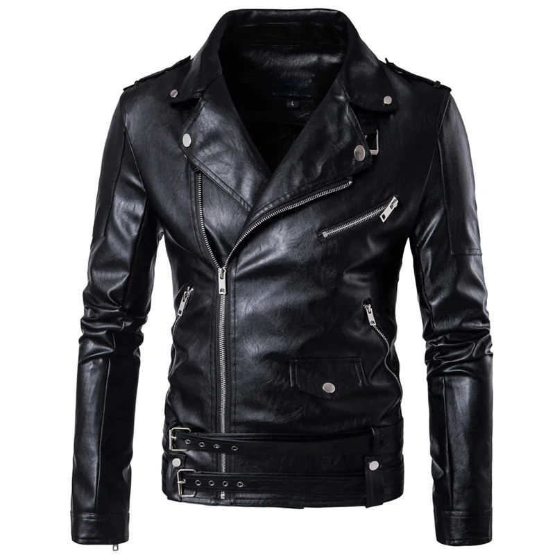 

Autumn Winter Winderbreaker PU Motorcycle Leather Jackets Casual Punk Outwear Bomber Faux Jacket And Coats Brand Men Clothing