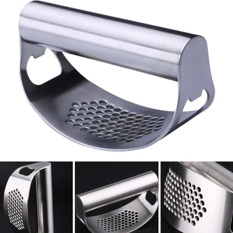 Garlic Press Squeezer Upgraded Stainless Steel Manual Garlic Ginger Rocker Crusher Garlic Cutting Mince Tools Kitchen Gadgets