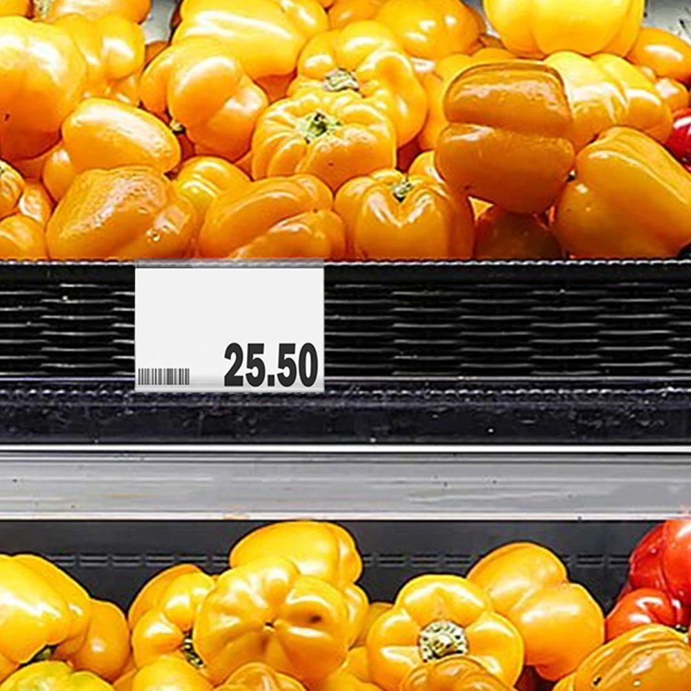 

50Pcs PVC Clear Label Holders Transparent Clip-on Wire Shelf Label Holders for Supermarket Store Display and Retail Organizing