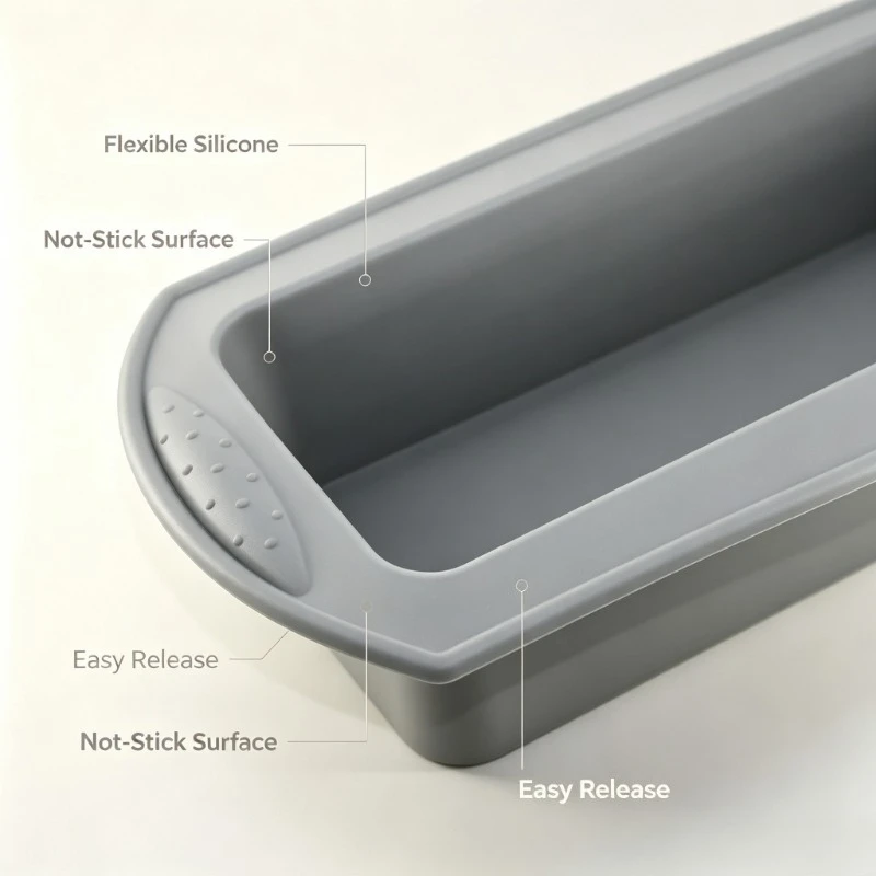 Grey 2‑LB Silicone Cake & Toast Mold Non‑stick Baking Pan DIY Pastry Making Mould for Home Kitchen Baking Projects