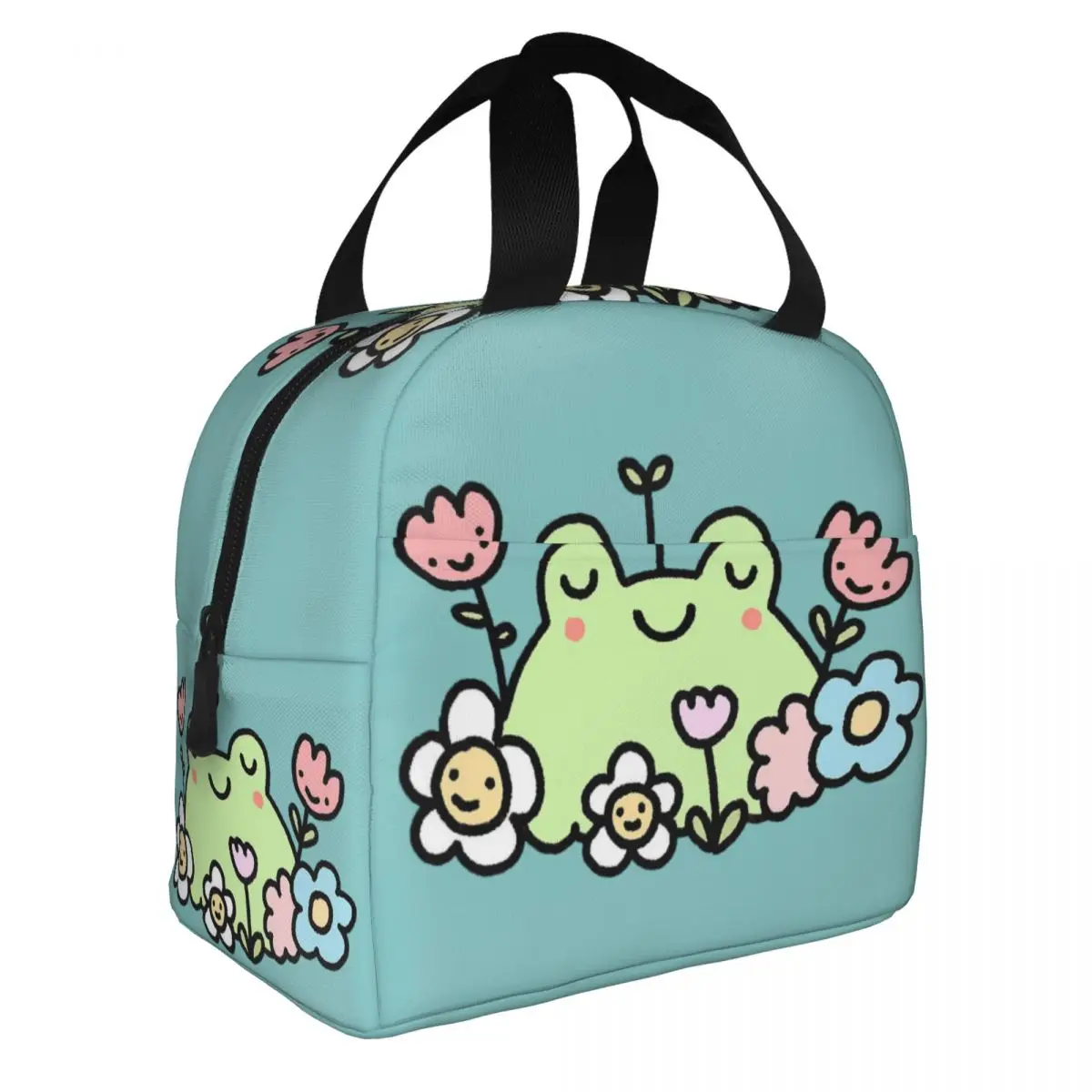 Custom Flowers Frog Lunch Bag Hot Cold Snacks Insulated Lunch Box for Women Kids Work School Food Picnic Tote Container