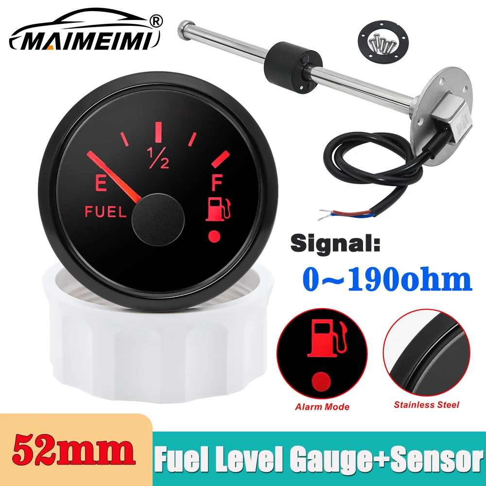 

Изготовленный на заказ датчик уровня топлива 0-190 Ом с манометром уровня топлива 52 мм для датчика уровня топлива 100 мм ~ 600 мм, красный светодиодный индикатор уровня масла в баке