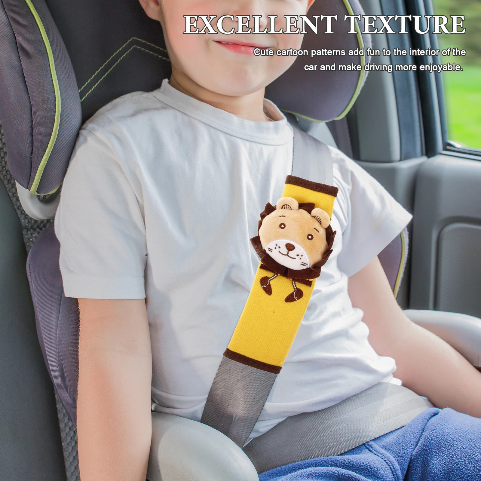

Universal Soft Safety Shoulder Strap Cover Cute Cartoon Design Strong Fixing Strap Interior Accessory All Seasons Comfortable