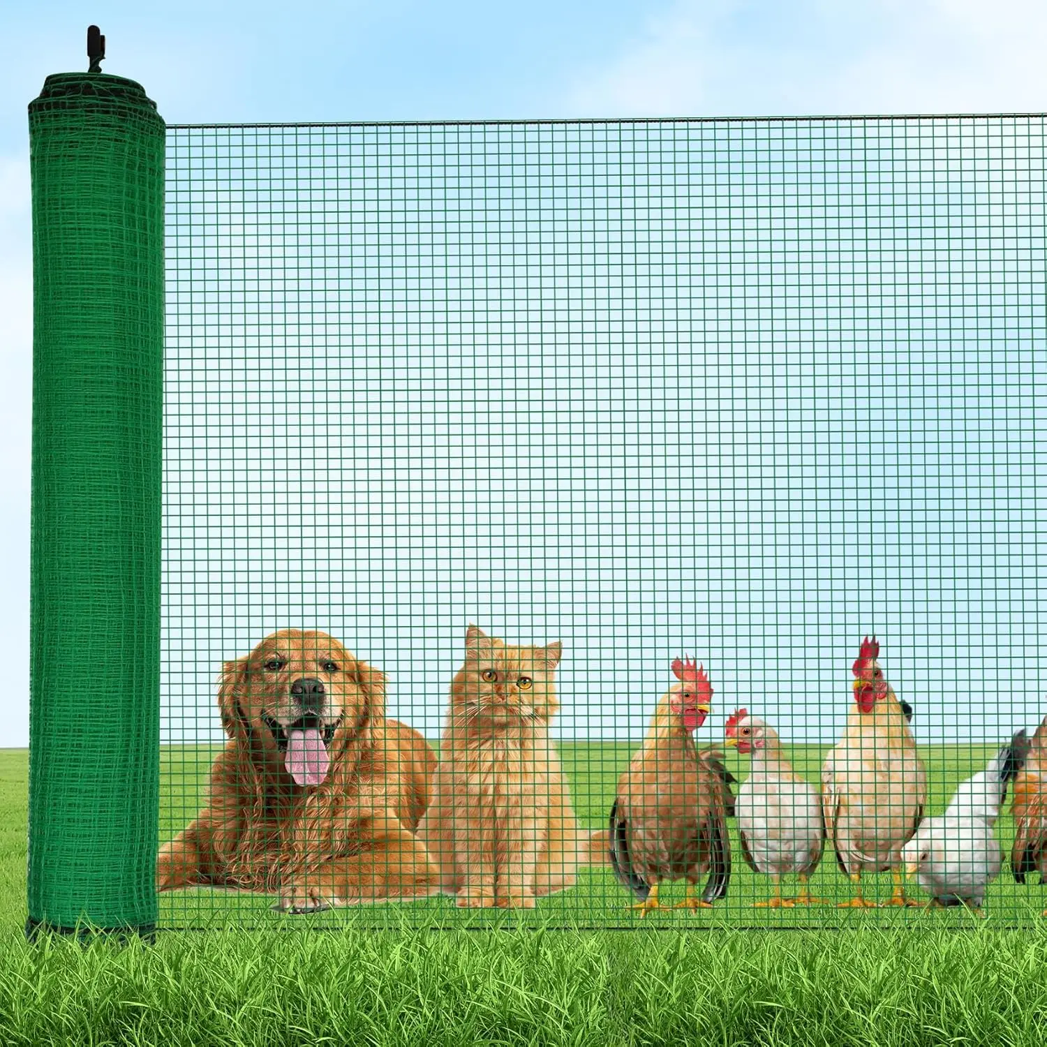 

Временный забор с вкручивающимися кольями - пластиковая сетчатая ограда 3 фута x 100 футов, защитный барьер для собак, кур - портативный временный забор