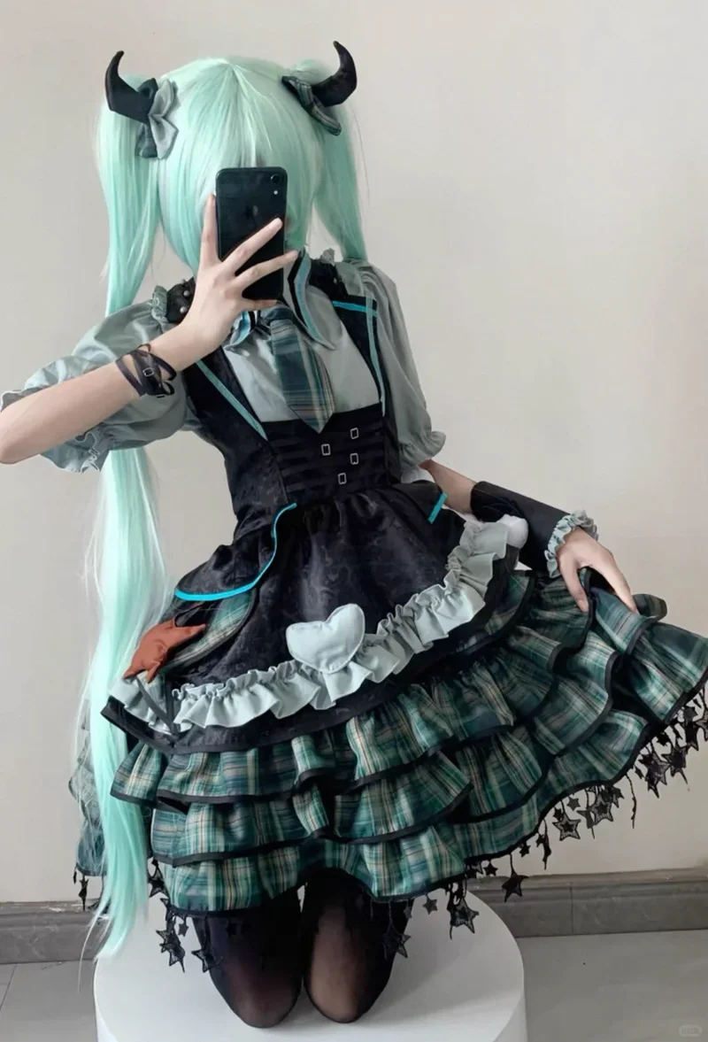 

Irtual Singer Mikucosplay Dress Impression Dress Female Kawaii Halloween Lolita Authentic Lolita Authentic Performance Complete