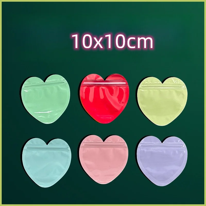 20pcs Small Cute Love Heart Shaper Candy Bags for Wedding Party Festival Gift Plastic Bags Ziplock Bag