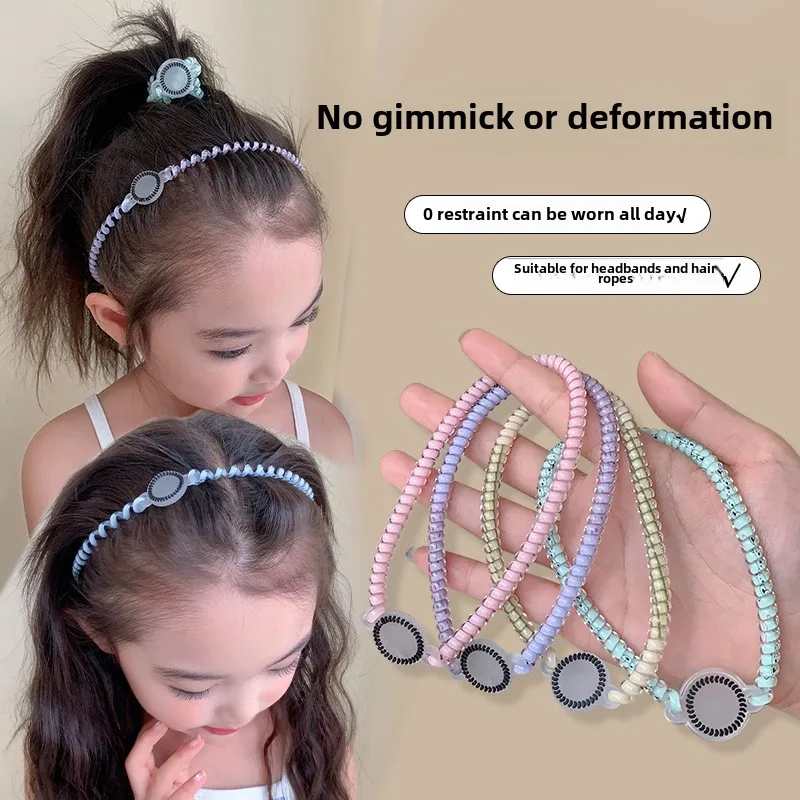 

Children's fashion phone line headband hair band bracelet 2025 new sports niche hair accessories TT circle face wash headband