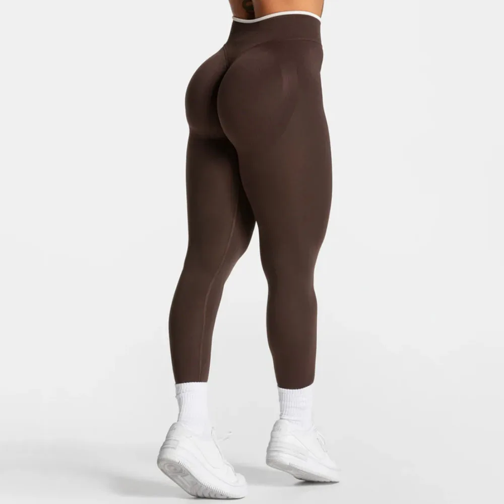 

Новые бесшовные дышащие узкие брюки для йоги персикового цвета для фитнеса и бега, женские спортивные брюки