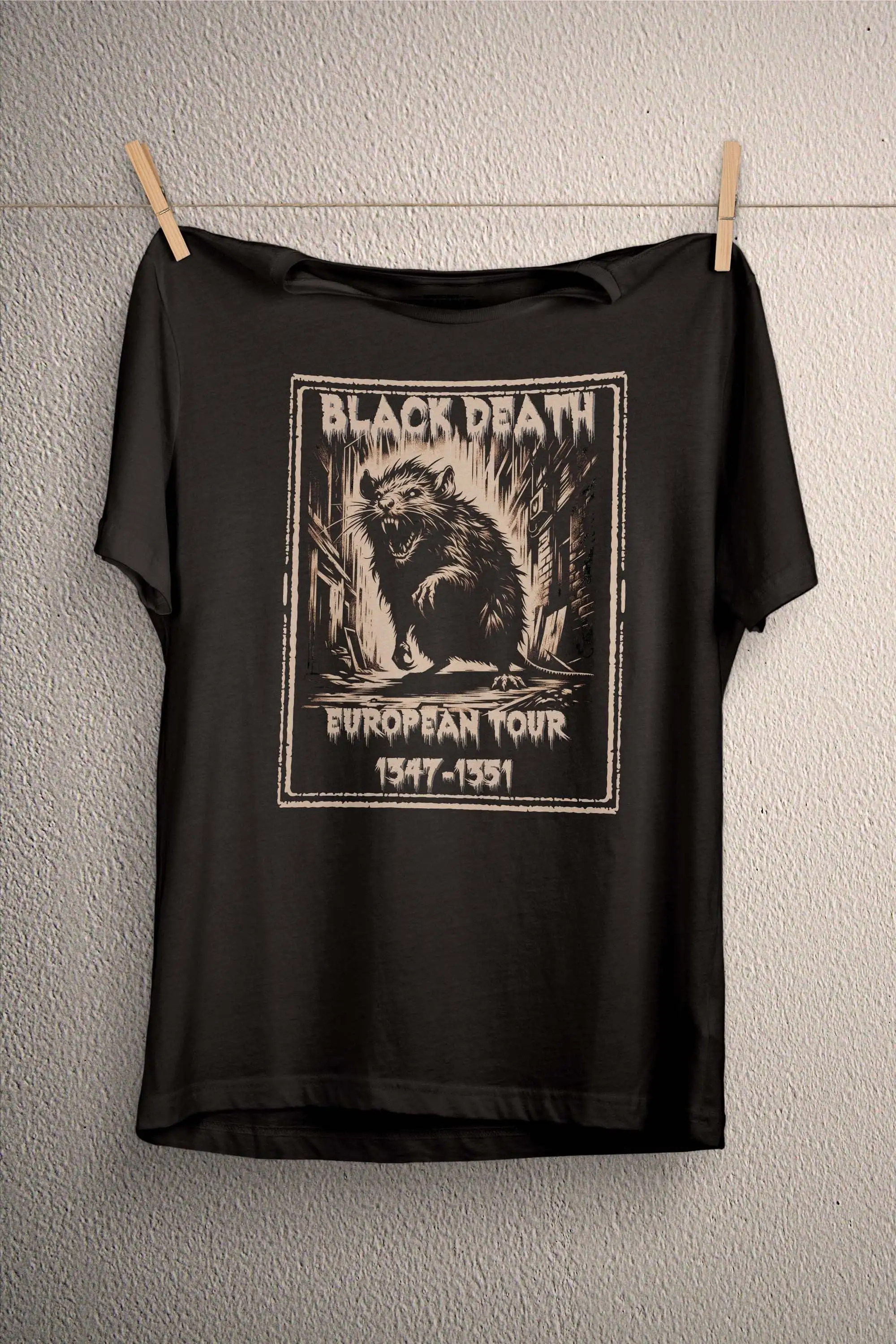 Black Death Medieval T Shirt Dark Goth Aesthetic Rat Alt Satanic Clothing Morbid Metal Top Pastel Apparel