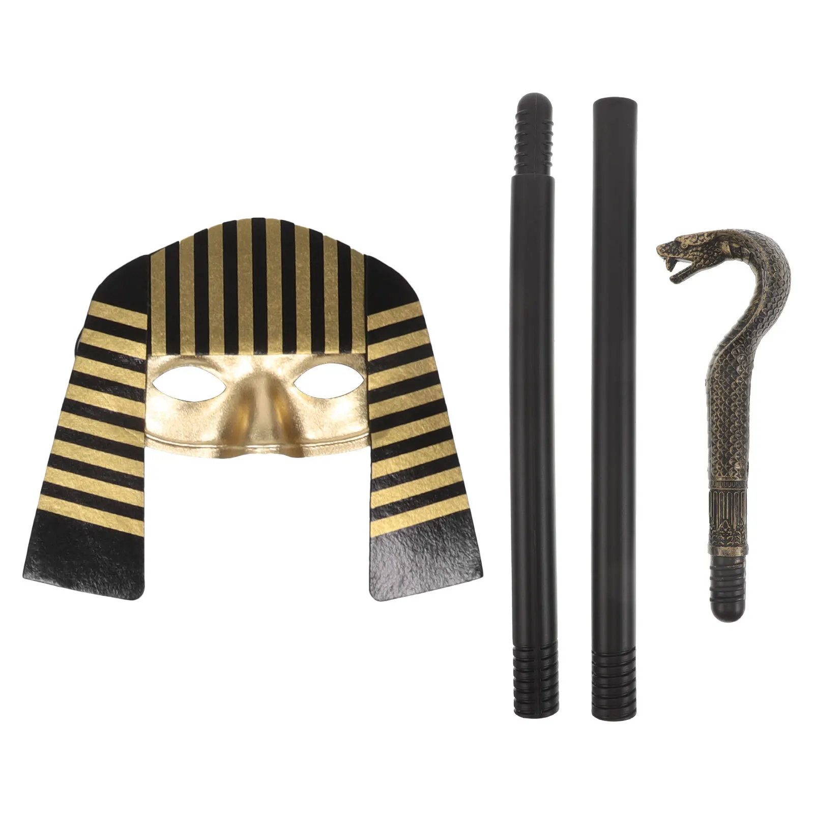 

1Set Kids Egyptian Costume Accessories Mask Staff Set Halloween Party Favor Mardi Gras Cosplay Dress Up Egyptian Costume