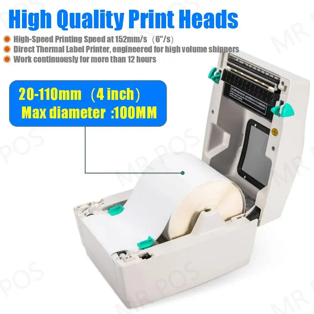 Xprinter 460B Label Barcode Printer Thermal Receipt Printer Bar Code Printer 20-100mm  USB Bluetooth For UPS DHL Bar Code Maker