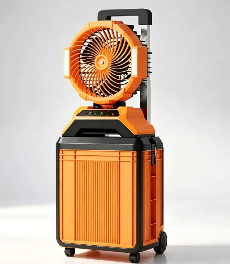 Outdoor Trolley Spray Fan with Oscillating Head, Portable Misting Fan for Tent Camping & Outdoor Cooling