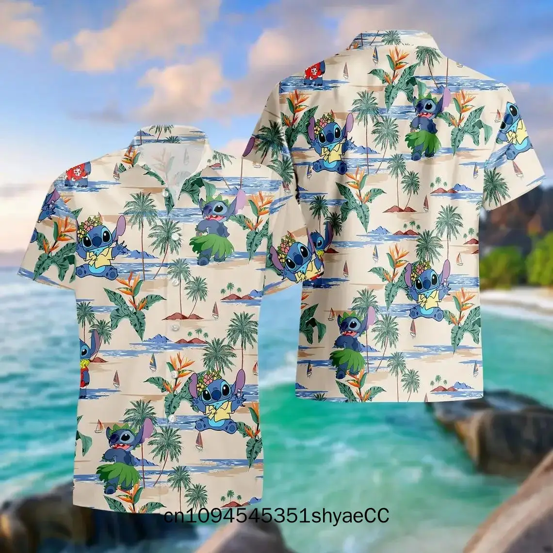 Stitch Hawaiian Shirts Summer Fashion Short Sleeve Men Women Casual Beach Disney