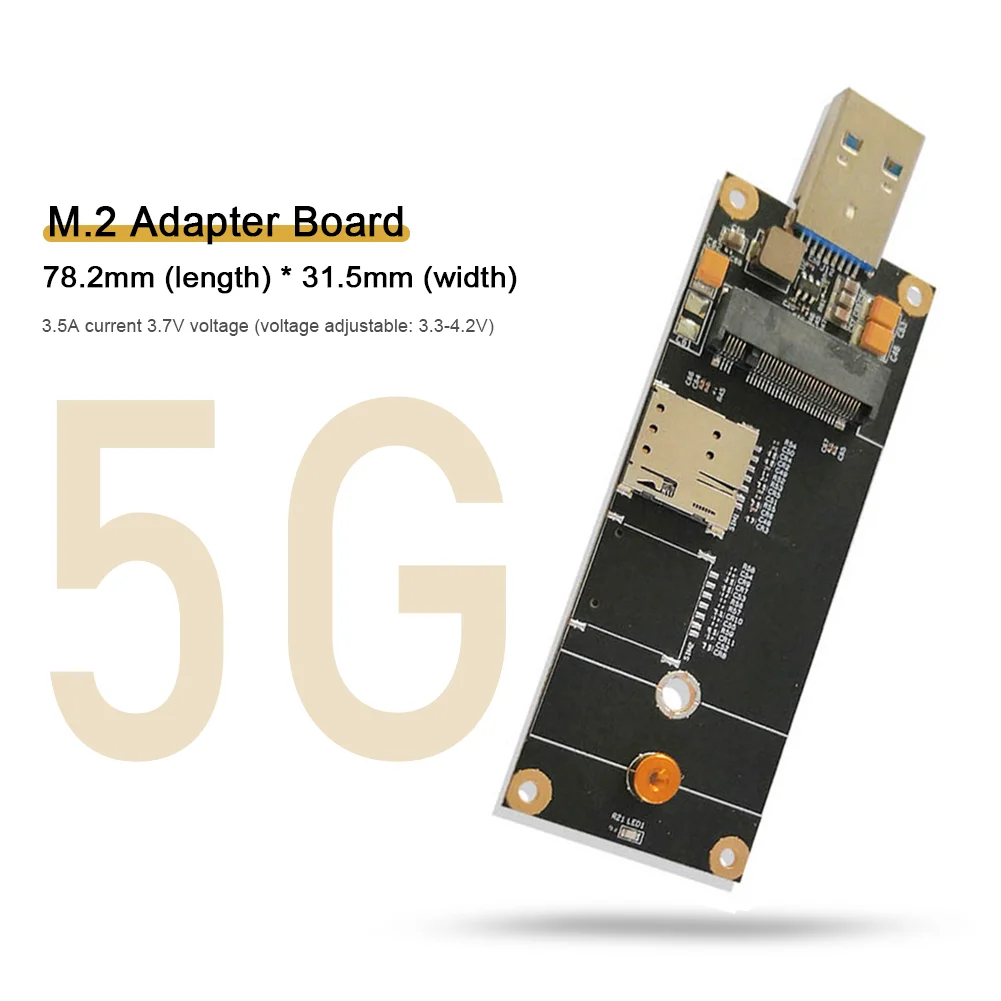 

5G 4G LTE Industrial M.2(NGFF) To USB3.0 Adapter W/NANO SIM Card Slot Compatible with 5G LTE Module Like Quectel RM500Q Etc.