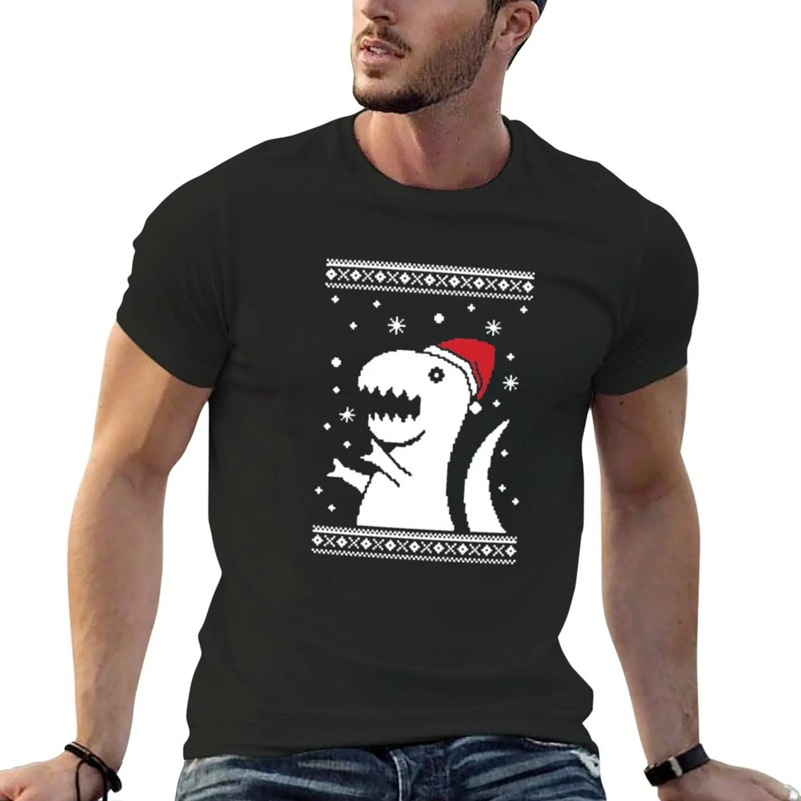 

Dino Ugly Christmas T-Shirt summer clothes summer 2025 custom shirt summer tops T-shirt men