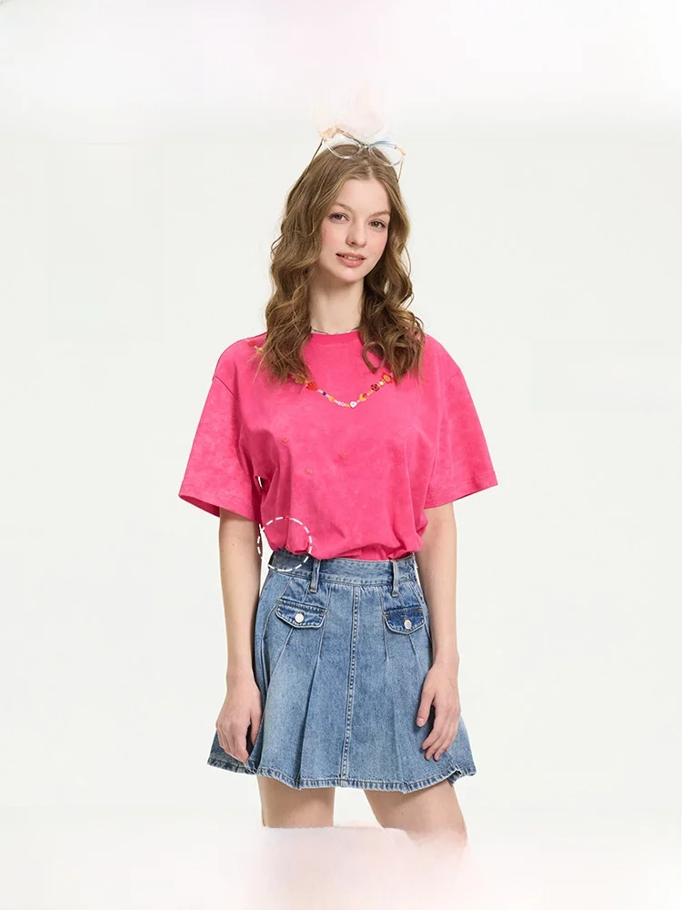 

Faionable Noisy Teddy25 Summer New Arrival Women's ort Sve T-irt Cute 3D Bear Pure Color Simple Design Cotton 00%