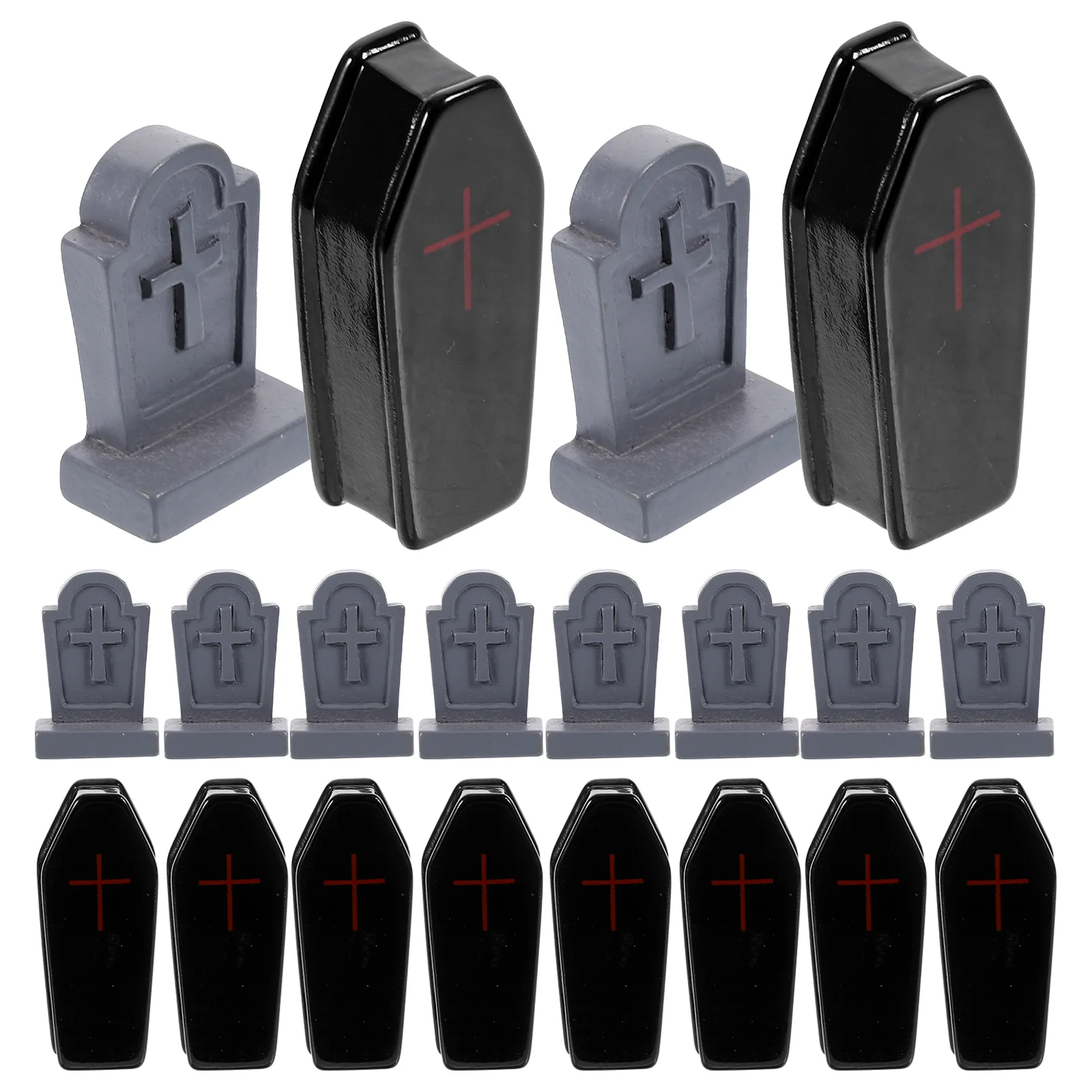 20 Pcs Black Coffin Tombstone Sets Cemetery Headstones Crafts Yard Tombstones Prop Graveyard Resin Halloween Party Decor