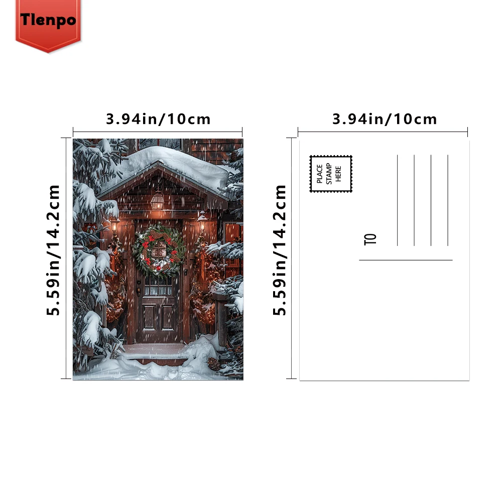 32pcs Blue Christmas Scene Postcards, Cheap Holiday Gifts for Students, Bedroom Decor, Thick Cardstock, High Definition Printing