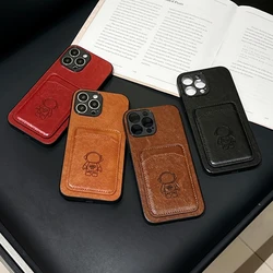 Luxury Card Slot Bag Holder Leather Soft Case For iPhone 15 13 14 11 12 Pro Max X XS XR 7 8Plus Silicone Shockproof Wallet Cover