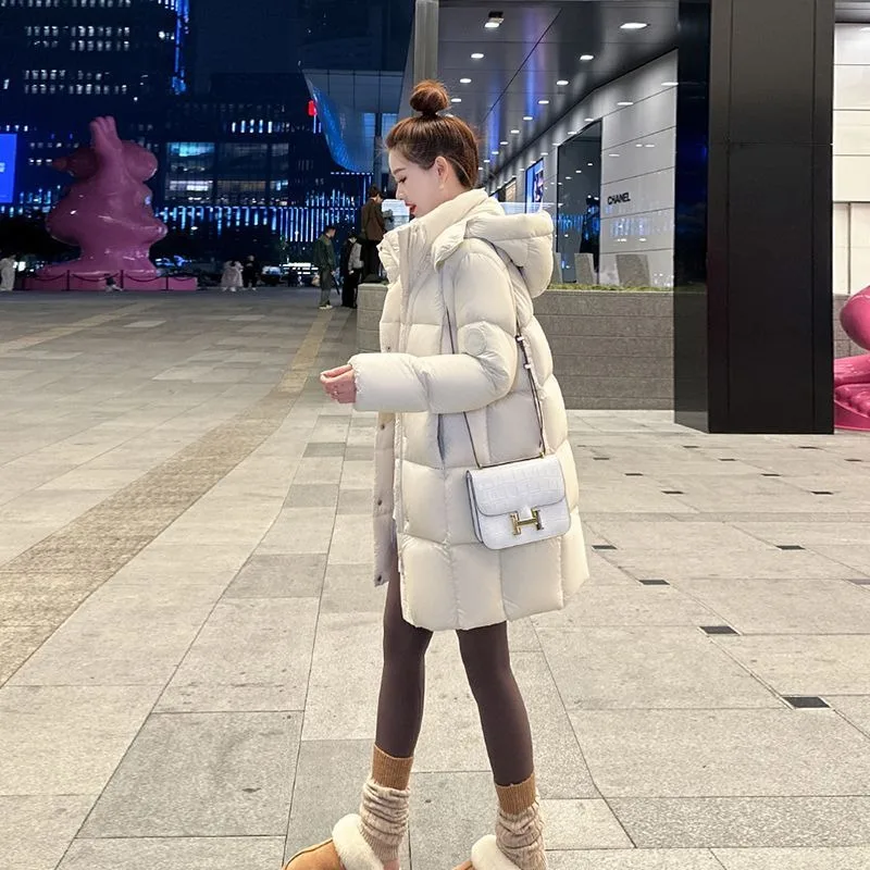 

New Fashion Women's Down Cotton Jacket Winter Thicke Cold Padded Jacket Female Casua Warm Hooded Parker Cotton Clothes Overcoat
