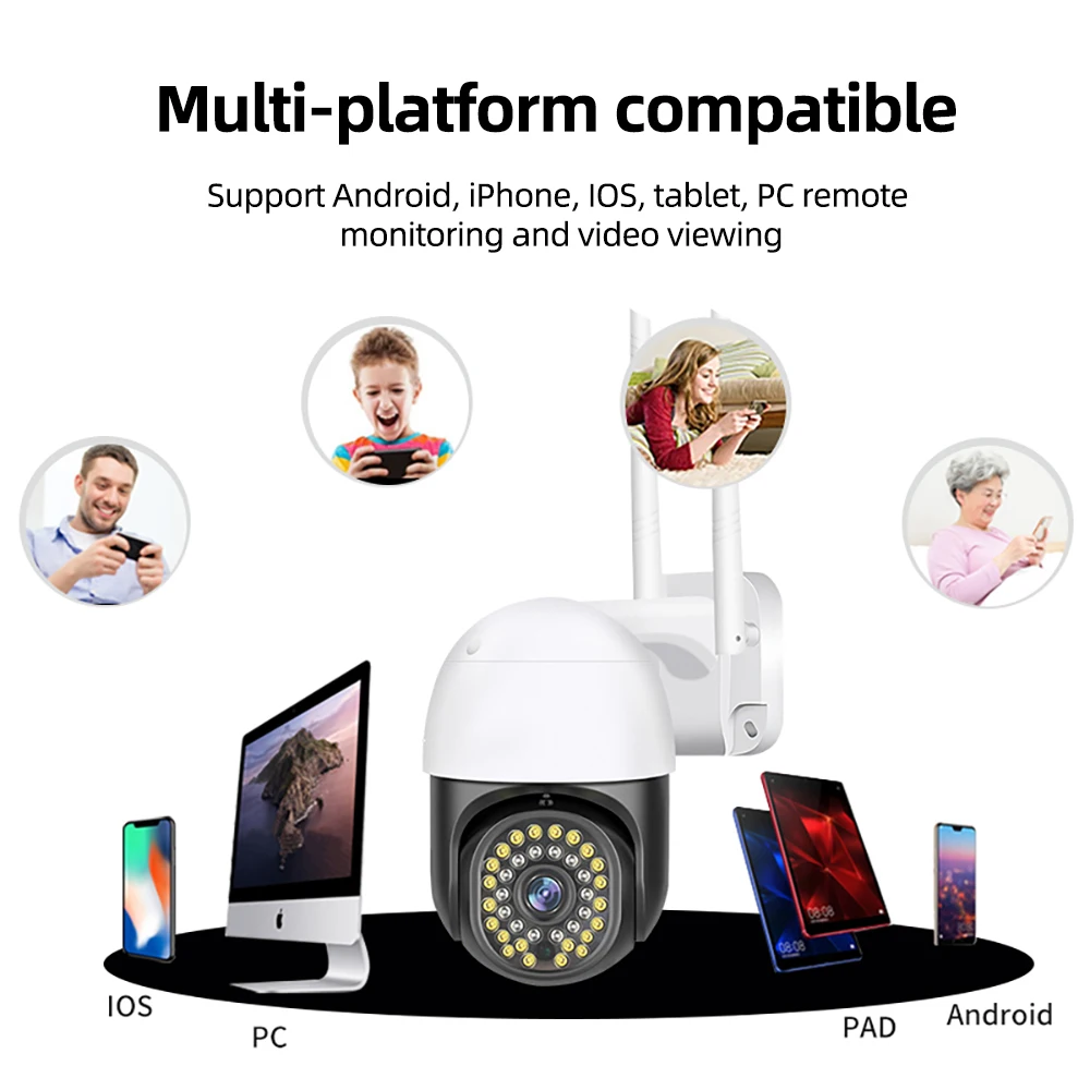 c18prox-h-3mp-360-°-ptz屋外カメラ、ip66防水セキュリティカメラ、動体検知アラーム、双方向音声、赤外線ナイトビジョン