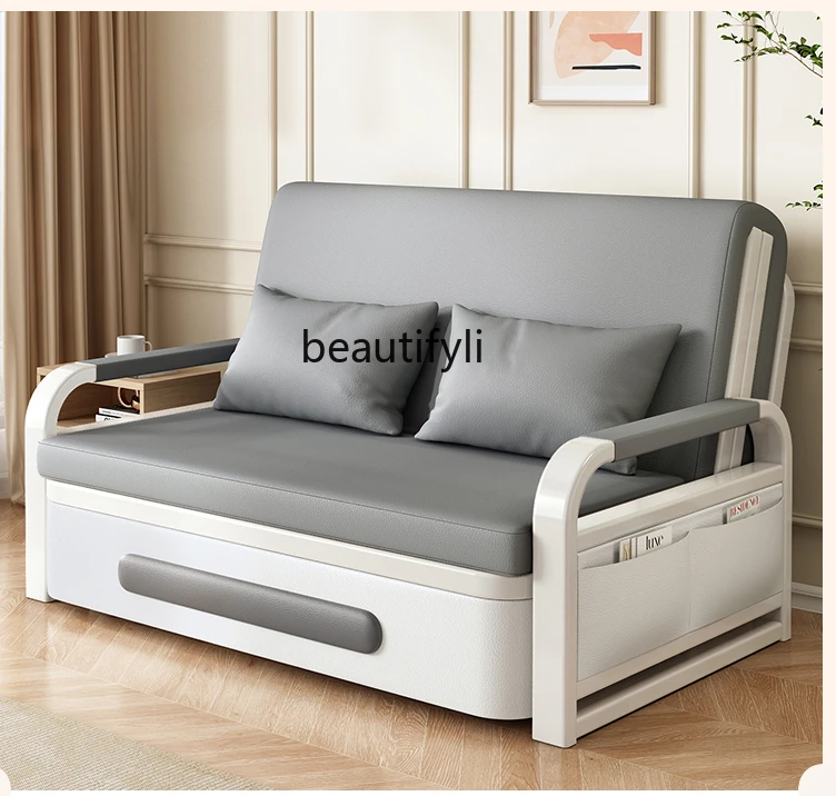 Sofa Bed Foldable Dual-Purpose Small Apartment Telescopic Bed Single Living Room Balcony Multi-Function Bed 2024 New