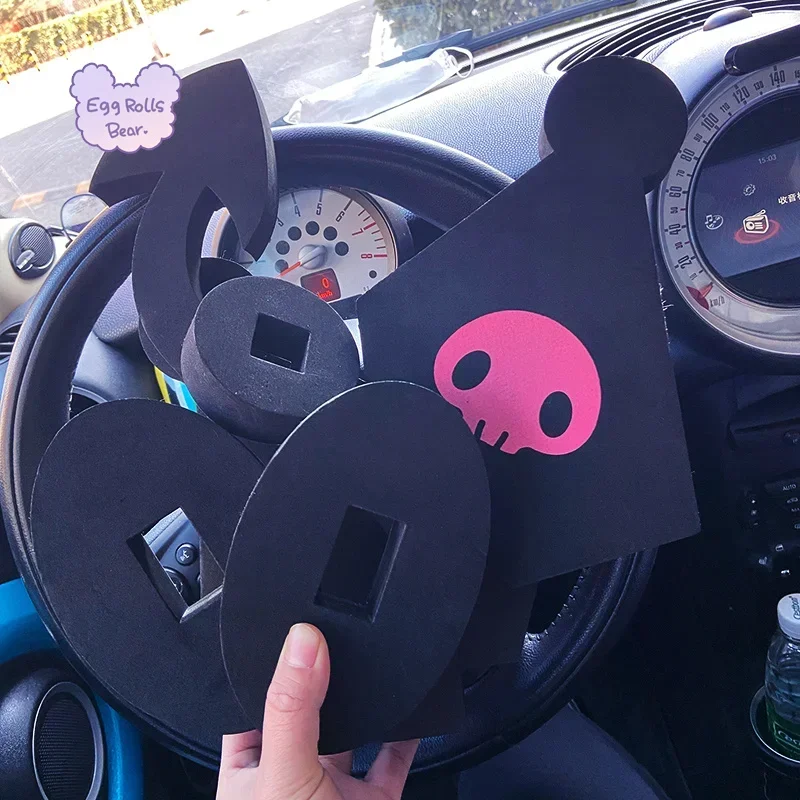 Kawaii Anime Sanrioed Kuromi Cinnamoroll Doll Car Roof Decoration 3D Sticker Set Cute Cartoon Dolls Ear Car Exterior Accessories