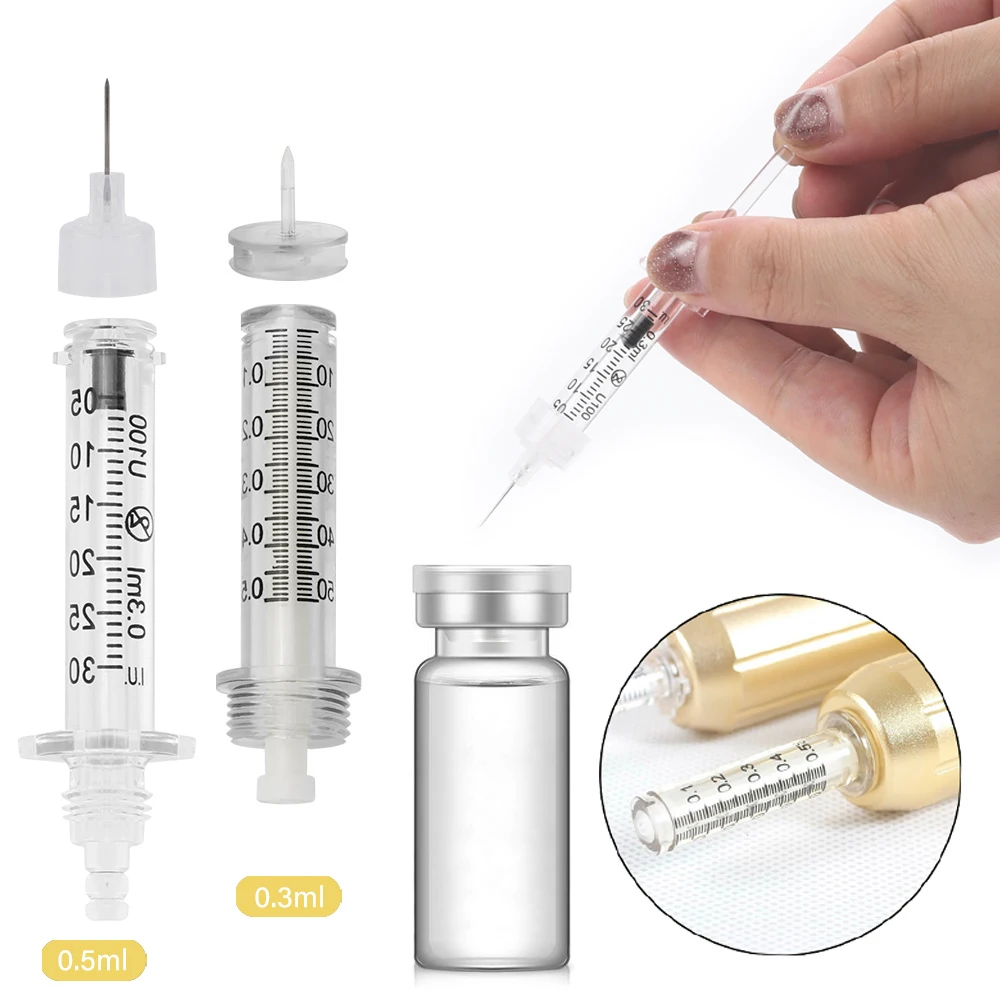 0.3ml 0.5ml Ampoule Head Syringe Needle High Pressure for Hyaluron Gun Hyaluronic Pen Lip Injection Wrinkle Removal Skincare