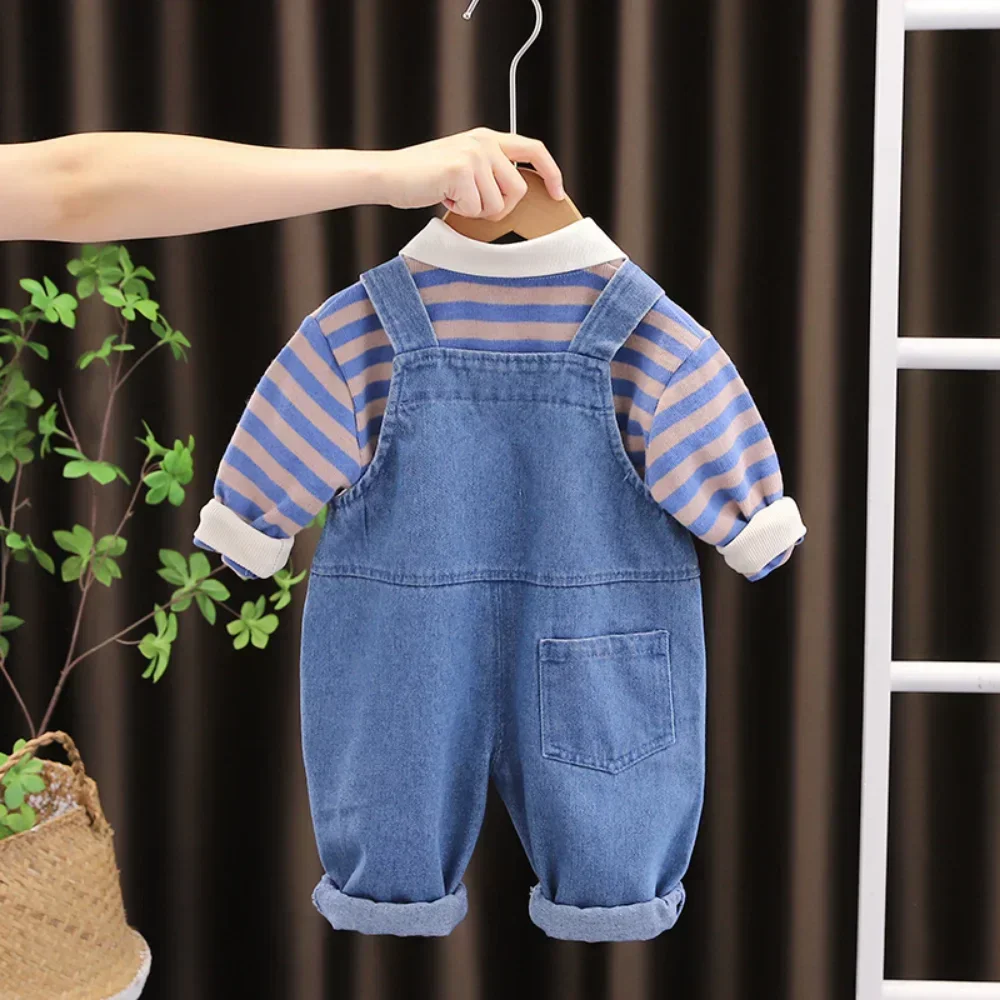 2023 موضة ربيع الخريف الفتيان والفتيات دعوى 2 قطعة قميص مخطط وسروال القصير ملابس الأطفال رائد الفضاء الديكور 1-4 سنوات #2