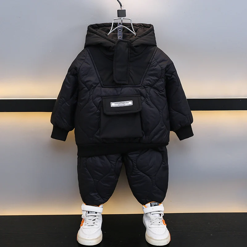 

Комплект одежды Thiened Fce для мальчиков на осень-зиму: хлопковая куртка и брюки, двухсоставный комплект, детская повседневная спортивная одежда